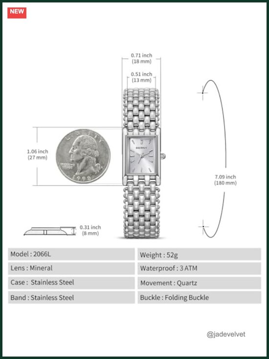 Luxury Silver Watch for Women - Rectangle Stainless Steel Bracelet, Japanese